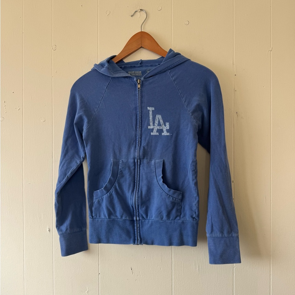 LA Dodgers Baseball MLB Women Zip Hood Sweater XS Y2K
